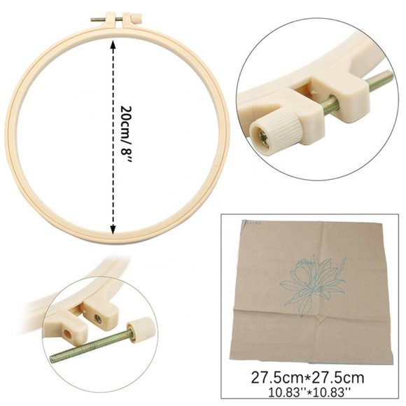 Beginner Embroidery Kit w/Hoop White Flower Needlework Wall Art Decor Craft - Picture 3 of 3